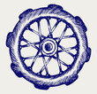 Wheel motorcycle. Doodle style