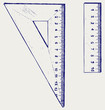 Wooden rulers. Doodle style