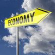 Illustration: Road sign with word Economy Road sign with word Economy