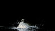 Rolled up dollar note falling on pile of white drug on black background