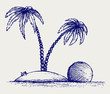 Island palm. Doodle style