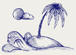 Island palm. Doodle style
