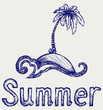 Island palm. Doodle style
