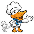 Cooks Duck mascot Suggests the direction. Bird Character Design