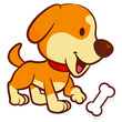 Happy puppy holding a bone. Animal Character Design Series.