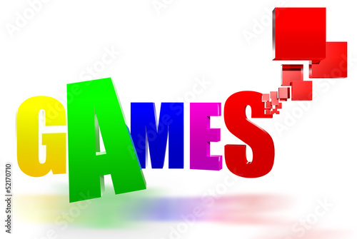 Illustration: Three-dimensional game that was gathered Three-dimensional game that was gathered