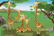 Vector: Family of Giraffes Family of Giraffes