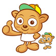 Tarsier Mascot the Left hand best gesture. Animal Character Desi