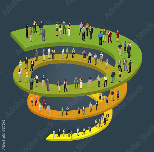 Vector: business people on spiral work flow business people on spiral work flow