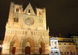 Cathedral of St. John in Lyon, France at night