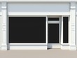 Shopfront with large windows. White store facade.