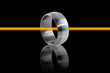 Silber-Stahlring mit orangem Farbstrahl