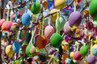 Colorful Easter eggs decorated on tree