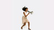 Angry businesswoman shouting on megaphone
