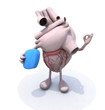 Illustration: heart with big blue pill on hand heart with big blue pill on hand
