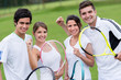 Tennis players celebrating