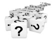 White question marks