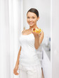 Photo: healthy woman holding bowl with fruit salad healthy woman holding bowl with fruit salad