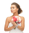 woman with bouquet of flowers