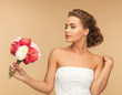 woman with bouquet of flowers