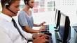 Business people typing on keyboard