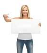 woman with white blank board