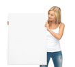 woman with white blank board