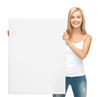 woman with white blank board