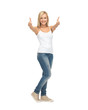 woman in blank white t-shirt