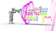 White figure yelling into a megaphone to reveal thank you