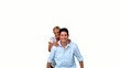 Smiling man giving to his girlfriend a piggyback