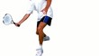 Man practicing tennis