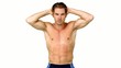 Shirtless man flexing muscles