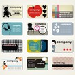 set of 9 detailed business cards on different topics
