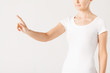 woman with finger up