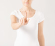 woman with finger up