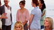 Businesswomen talking together on their break