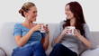 Friends chatting over cups of coffee