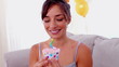 Video: Brithday girl blowing out the candle on cupcake Brithday girl blowing out the candle on cupcake