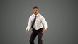 Video: businessman walking towards camera and dancing businessman walking towards camera and dancing