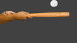 Man hitting baseball with wooden bat and keeping it up