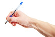Photo: Image of human hand holding pen isolated on white background Image of human hand holding pen isolated on white background