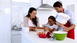 Family baking together