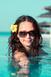 Young woman relax in swimming pool