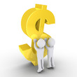 Two people raising a dollar symbol