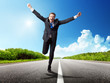 Photo: business man run on the road business man run on the road