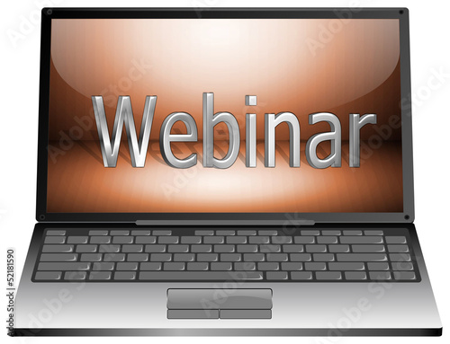 Illustration: Laptop mit Webinar Laptop mit Webinar