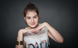 Beautiful europeean teen girl with long straight hair, posing