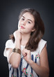 Beautiful europeean teen girl with long straight hair, posing