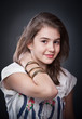 Beautiful europeean teen girl with long straight hair, posing